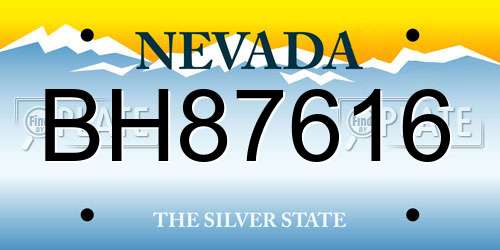 BH87616 Nevada License Plate
