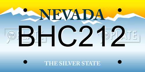 BHC212 Nevada License Plate