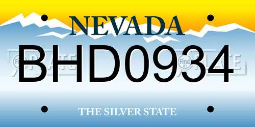 BHD0934 Nevada License Plate