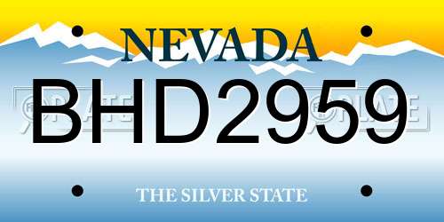 BHD2959 Nevada License Plate