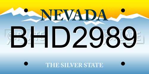 BHD2989 Nevada License Plate