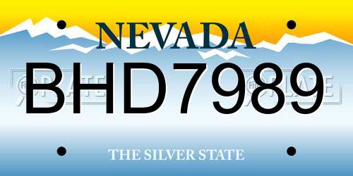 BHD7989 Nevada License Plate