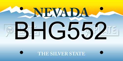 BHG552 Nevada License Plate