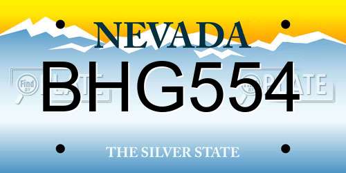 BHG554 Nevada License Plate