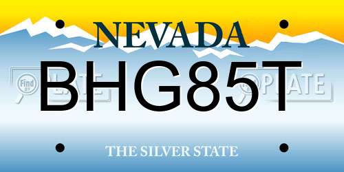 BHG85T Nevada License Plate