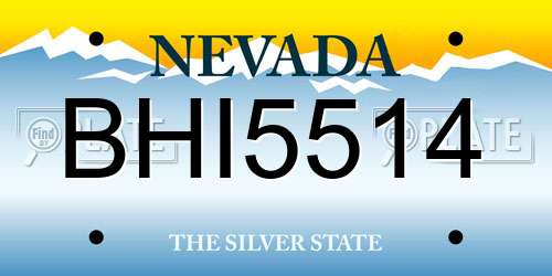 BHI5514 Nevada License Plate