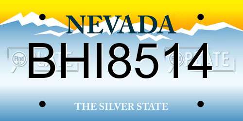 BHI8514 Nevada License Plate