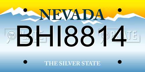 BHI8814 Nevada License Plate
