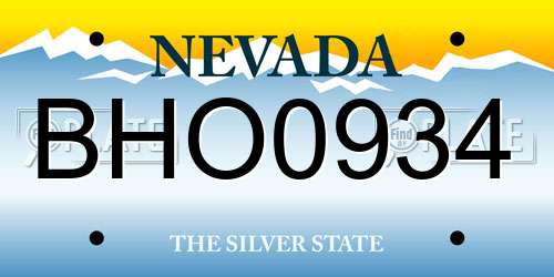 BHO0934 Nevada License Plate
