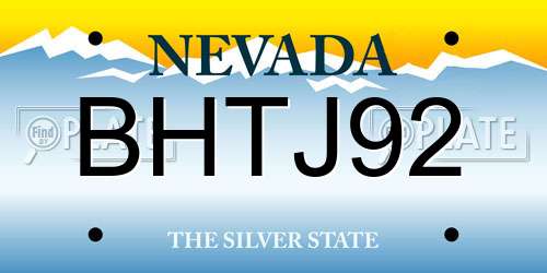 BHTJ92 Nevada License Plate