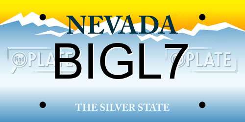 BIGL7 Nevada License Plate