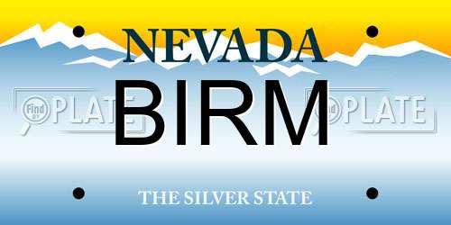 BIRM Nevada License Plate