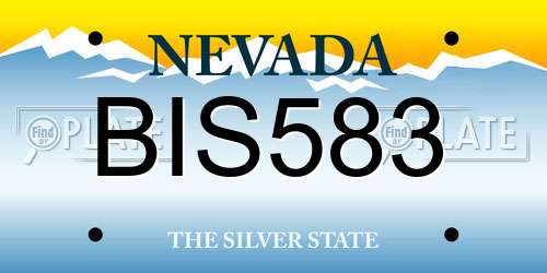 BIS583 Nevada License Plate