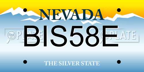 BIS58E Nevada License Plate