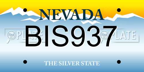 BIS937 Nevada License Plate