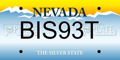 BIS93T Nevada License Plate