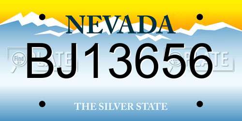 BJ13656 Nevada License Plate
