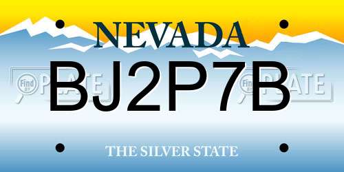 BJ2P7B Nevada License Plate