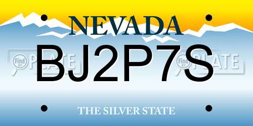 BJ2P7S Nevada License Plate