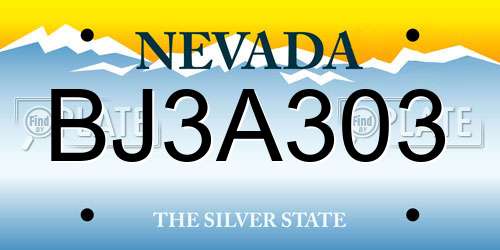 BJ3A303 Nevada License Plate