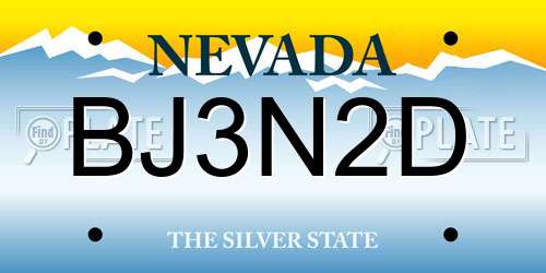 BJ3N2D Nevada License Plate