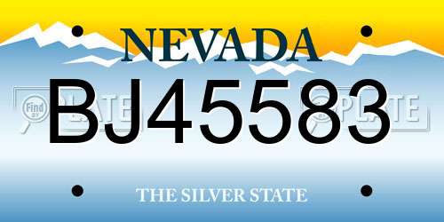 BJ45583 Nevada License Plate