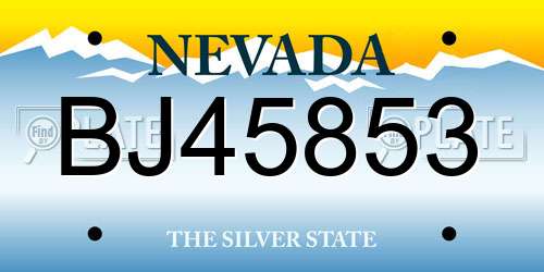 BJ45853 Nevada License Plate
