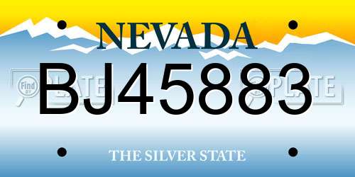 BJ45883 Nevada License Plate