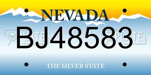 BJ48583 Nevada License Plate