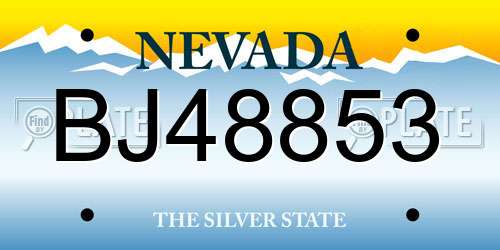 BJ48853 Nevada License Plate