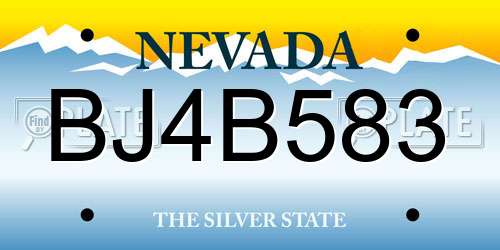 BJ4B583 Nevada License Plate