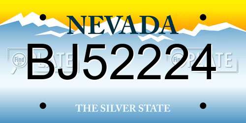 BJ52224 Nevada License Plate
