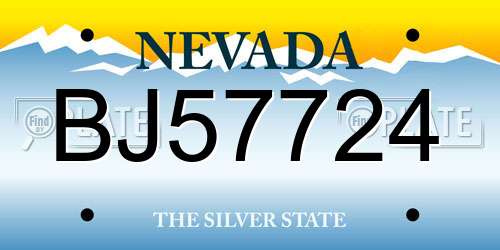 BJ57724 Nevada License Plate