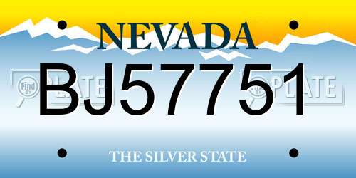 BJ57751 Nevada License Plate