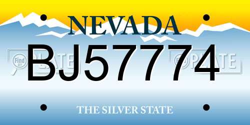 BJ57774 Nevada License Plate