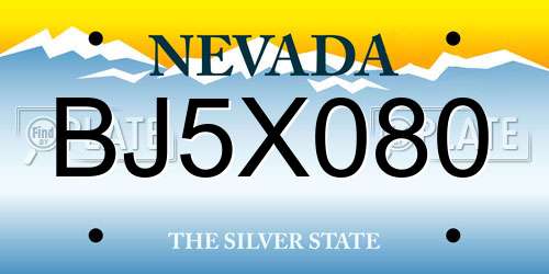 BJ5X080 Nevada License Plate