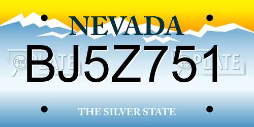 BJ5Z751 Nevada License Plate