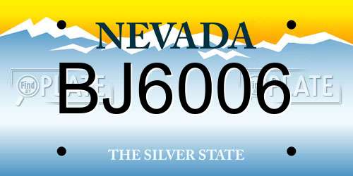 BJ6006 Nevada License Plate