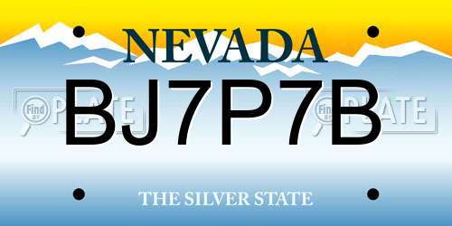 BJ7P7B Nevada License Plate