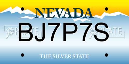 BJ7P7S Nevada License Plate