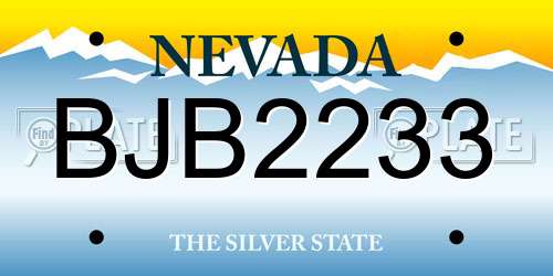BJB2233 Nevada License Plate