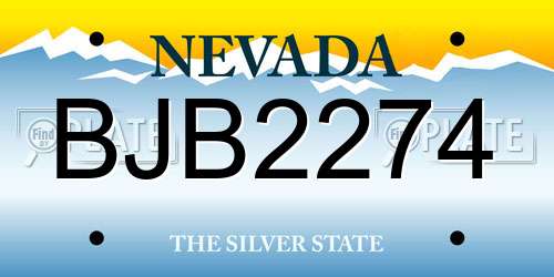 BJB2274 Nevada License Plate