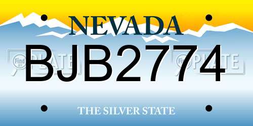 BJB2774 Nevada License Plate