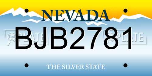 BJB2781 Nevada License Plate