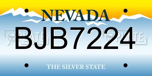 BJB7224 Nevada License Plate