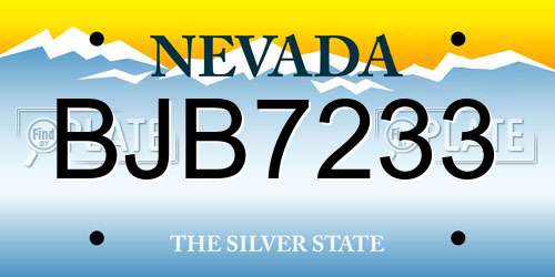 BJB7233 Nevada License Plate