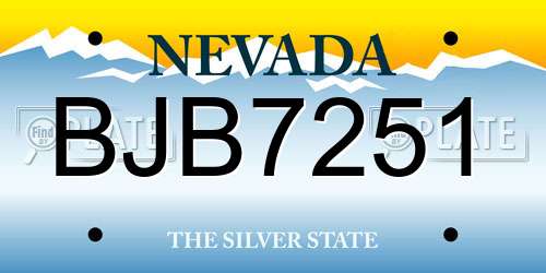 BJB7251 Nevada License Plate