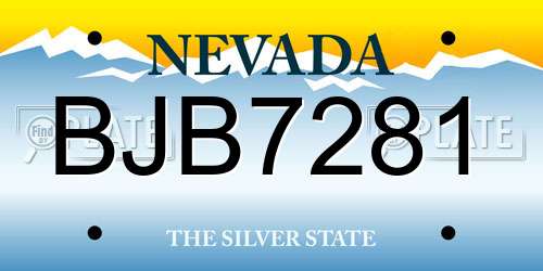 BJB7281 Nevada License Plate