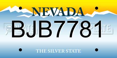 BJB7781 Nevada License Plate
