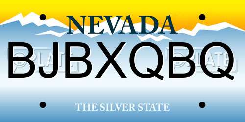BJBXQBQ Nevada License Plate